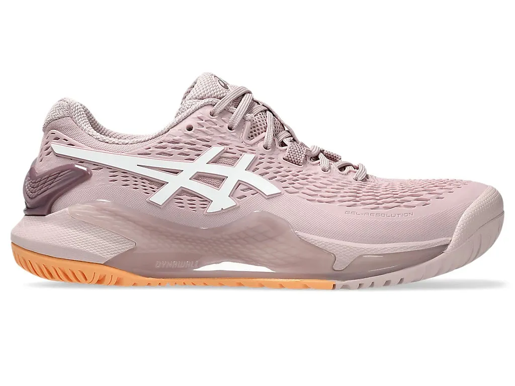 Asics Women's GEL-RESOLUTION 9 Wide (D)Tennis Shoes in Watershed Rose/White