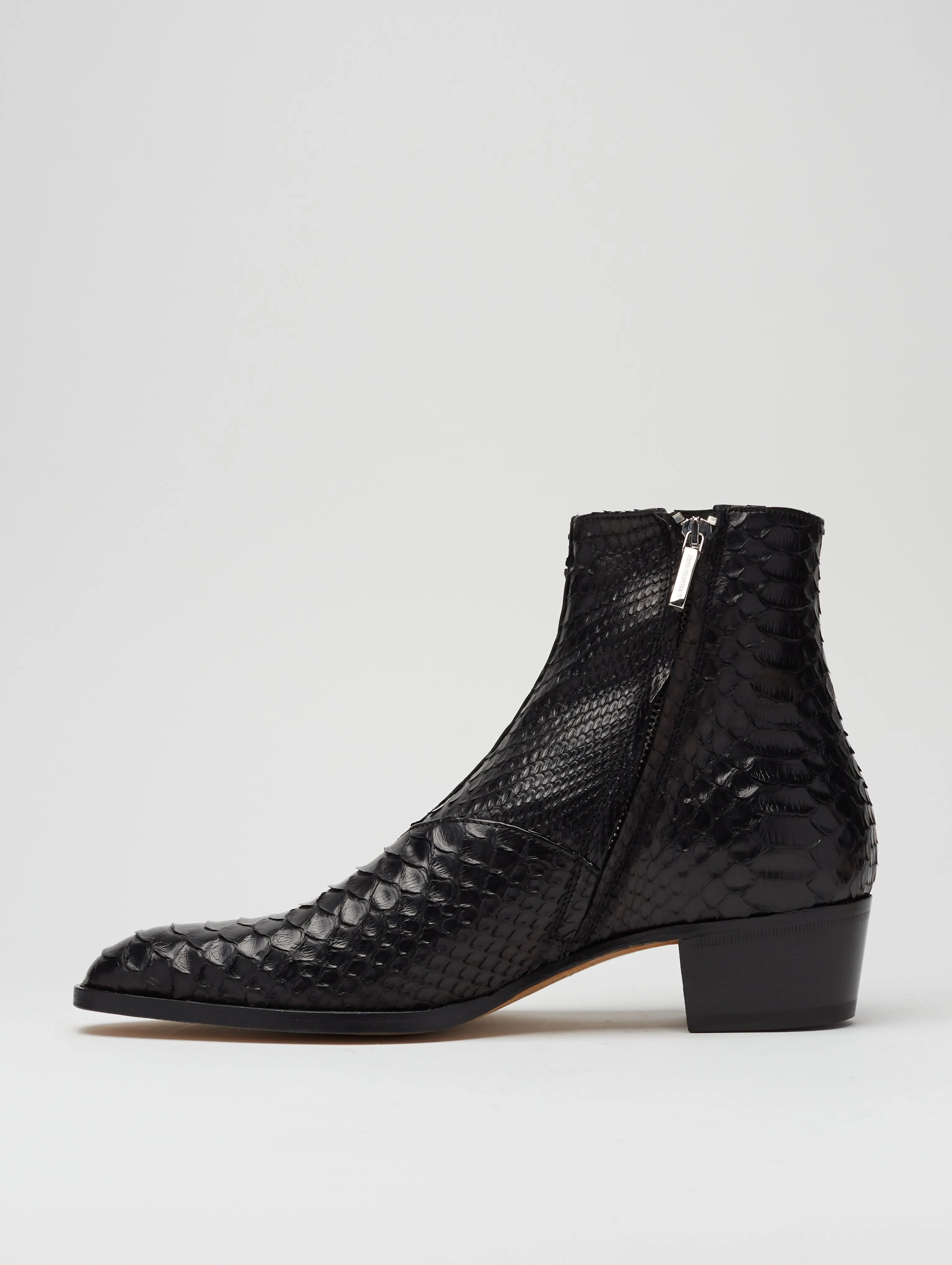 SONNY "SPECIAL EDITION" 40MM ANKLE BOOT IN BLACK SNAKESKIN