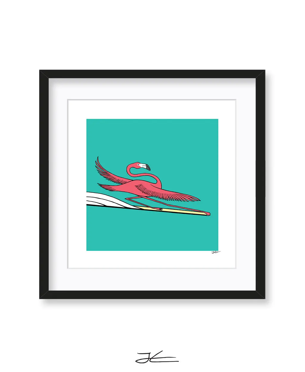 Surfing Flamingo - Print/ Framed Print